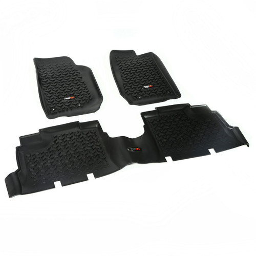 Floor Liner - All Terrain - Front / 2nd Row - Plastic - Black / Textured - 4-Door - Jeep Wrangler JK 2007-18 - Kit