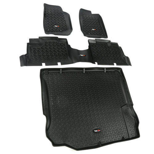 Floor Liner - All Terrain - Front / 2nd Row / Cargo Area - Plastic - Black / Textured - 4-Door - Jeep Wrangler JK 2011-18 - Kit