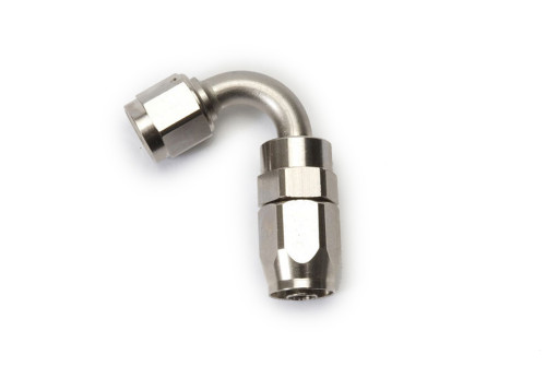 Fitting - Hose End - Full Flow Swivel - 120 Degree - 6 AN Hose to 6 AN Female Swivel - Aluminum - Nickel Anodized - Each Fitting - Hose End - Full Flow Swivel - 120 Degree - 6 AN Hose to 6 AN Female Swivel - Aluminum - Nickel Anodized - Each
