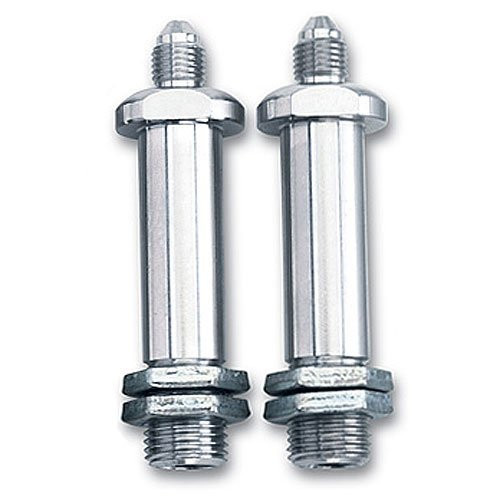 Fitting - Thru The Frame - Adapter - Straight - 3 AN Male to 1/8 in NPT Male - 2 in Long - Jam Nut / Washer - Steel - Nickel Plated - Pair