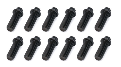 Header Bolt - 3/8-16 in Thread - 1 in Long - Hex Head - Chromoly - Black Oxide - Set of 12