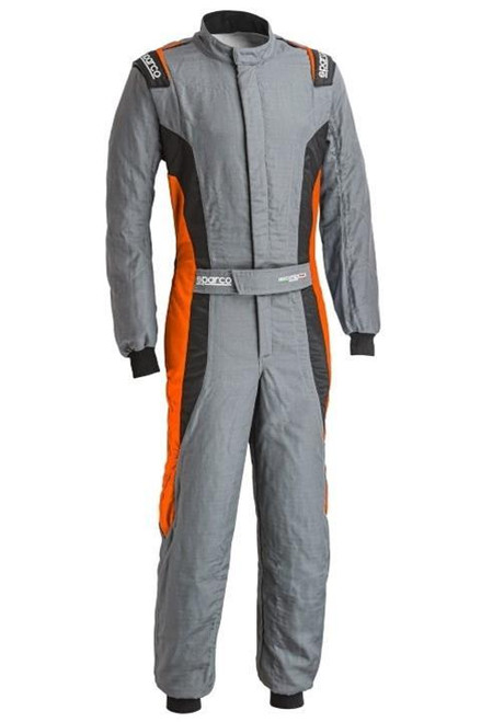 Driving Suit - Victory Pro - 1-Piece - SFI 3.2A/5 - FIA Approved - Single Layer - Fire Retardant Fabric - Gray / Orange - Large/X-Large - Each
