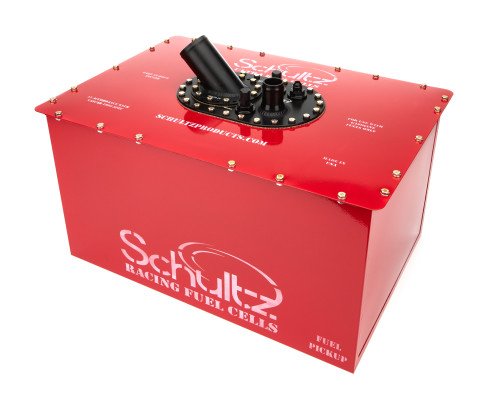Fuel Cell - Ultra - 22 gal - 25.13 in Wide x 16.88 in Deep x 13.75 in Tall - 8 AN Male Outlet - 6 AN Male Return - 1-1/2 in Hose Barb Vent - 45 Degree 2-1/2 in Filler Neck - NASCAR Approved - Steel - Red Powder Coat - Each