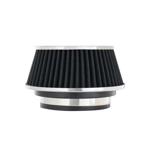 Air Filter Element - Clamp-On - Conical - 6 in Base - 4.75 in Top Diameter - 2.625 in Tall - 3 to 4 in Flange - Reusable Cotton - Black - Universal - Each