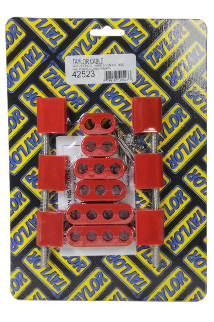 Spark Plug Wire Loom - Valve Cover Mount - 10.4 mm - Vertical - Red Bracket Included - Nylon - Red - Clamp Style - Kit
