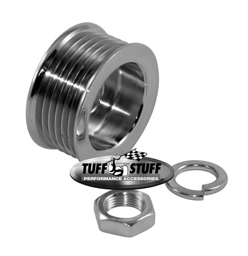 Alternator Pulley - Serpentine - 6-Rib - 2.25 in Diameter - Hardware Included - Steel - Chrome - Universal - Each