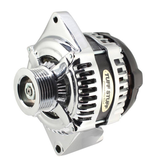 Alternator - 225 amps - 12V - 1-Wire - 6-Rib Serpentine Pulley - Steel Case - Chrome - Ford - Each