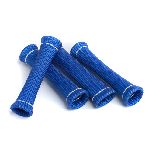 Spark Plug Boot Sleeve - 1.25 in Diameter - 4.5 in Long - Braided Fiberglass - Blue - Set of 4 Spark Plug Boot Sleeve - 1.25 in Diameter - 4.5 in Long - Braided Fiberglass - Blue - Set of 4