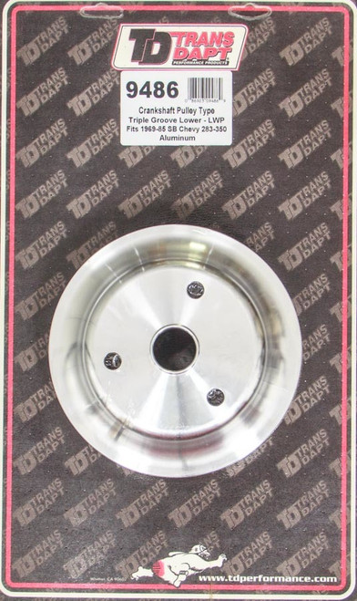 Crankshaft Pulley - V-Belt - 3 Groove - 6.563 in Diameter - 2.875 in Wide - Aluminum - Machined - Long Water Pump - Small Block Chevy - Each