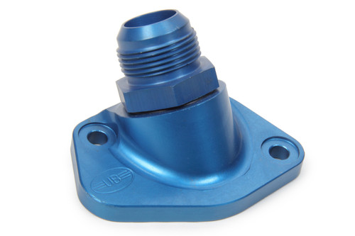 Water Neck - 35 Degree - 20 AN Male - Bolt-On - Aluminum - Blue Anodized - Small Block Ford - Each
