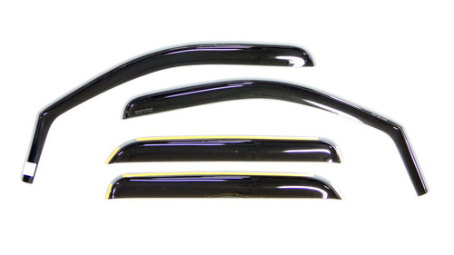 Side Window Visor - Snap-In / Stick-On - Front / Rear - 3 mm Thick - Plastic - Dark Smoke - Crew Cab - GM Fullsize Truck 2007-13 - Kit