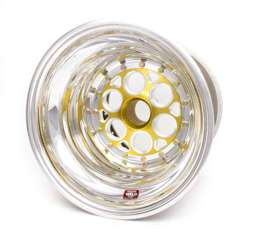 Wheel - Magnum Sprint - 15 x 15 in - 6.000 in Backspace - 42 Spline - Inner Beadlock - Aluminum - Gold Anodized / Machined Center - Polished Lip - Each