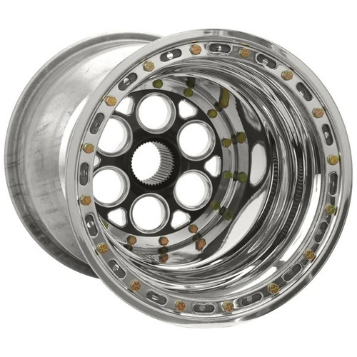 Wheel - Magnum Sprint - 15 x 17 in - 7.000 in Backspace - 42 Spline - Double Beadlock - Cover Included - Aluminum - Black Anodized / Machined Center - Polished Lip - Each