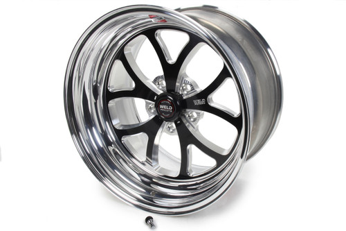 Wheel - S76 - 18 x 10.5 in - 5.700 in Backspace - 5 x 4.75 in Bolt Pattern - Low Pad - Aluminum - Black Anodized / Machined - Polished Lip - Each