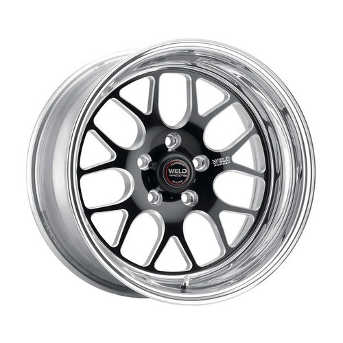 Wheel - S77 - 18 x 11 in - 5.200 in Backspace - 5 x 4.75 in Bolt Pattern - Medium Pad - Aluminum - Black Anodized / Machined Center - Polished Lip - Each