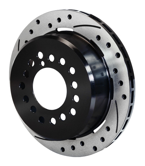 Brake Rotor - SRP - Passenger Side - Drilled / Slotted - 12.19 in OD - 0.810 in Thick - 5 x 4.50 in Bolt Pattern - Iron - Black Paint - Each Brake Rotor - SRP - Passenger Side - Drilled / Slotted - 12.19 in OD - 0.810 in Thick - 5 x 4.50 in Bolt Pattern - Iron - Black Paint - Each