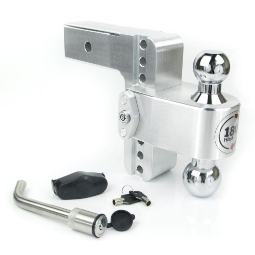 Ball Mount Hitch - 2 in Shaft - 2 / 2-5/16 in Hitch - 6 in Drop - 8000 / 18500 lb Capacity - Keyed Alike - Aluminum / Stainless - Natural / Chrome - Each