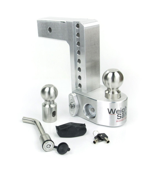 Ball Mount Hitch - 2-1/2 in Shaft - 2 / 2-5/16 in Hitch - 8 in Drop - 18500 lb Capacity - Keyed Alike - Aluminum / Stainless - Natural - Each