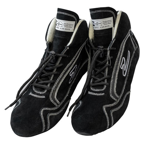 Driving Shoe - ZR-30 - Mid-Top - SFI 3.3/5 - Suede Outer - Rubber Sole - Nomex Inner - Black - Size 6 - Pair