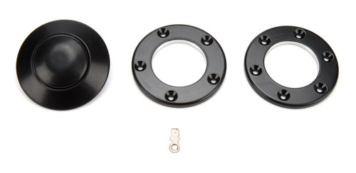 Horn Button - Dome - Aluminum - Black Powder Coat - 5 / 6-Bolt Steering Wheels - Each Horn Button - Dome - Aluminum - Black Powder Coat - 5 / 6-Bolt Steering Wheels - Each