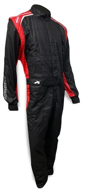Driving Suit - Racer 2.0 - 1-Piece - SFI 3.2/5 - Double Layer - Nomex - Black / Red - Small - Each Driving Suit - Racer 2.0 - 1-Piece - SFI 3.2/5 - Double Layer - Nomex - Black / Red - Small - Each