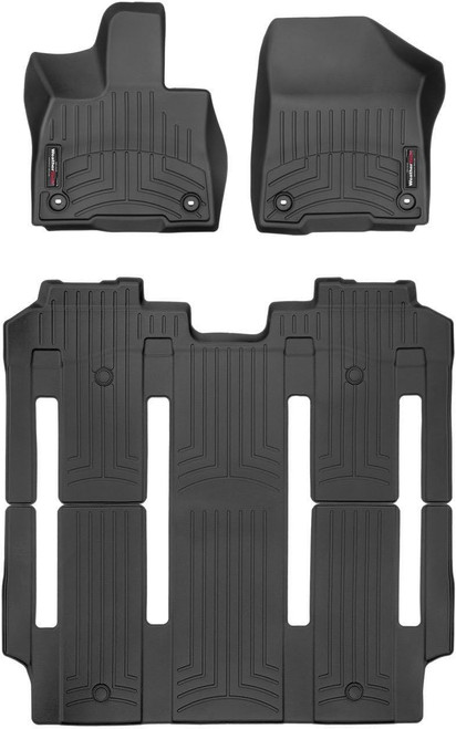 Floor Liner - Front / 2nd Row / 3rd Row - Plastic - Black / Textured - Toyota Sienna 2021-25 - Kit