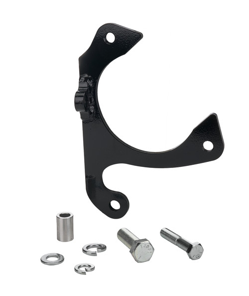 Brake Caliper Bracket - Front - Passenger Side Mount - Steel - Black Powder Coat - Hybrid Rotor - GM Metric Caliper - Mustang II - Each