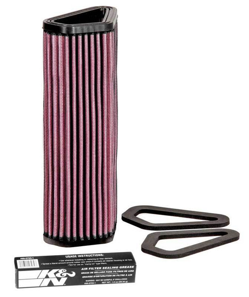 Air Filter Element - Unique - 4 x 2.813 in - 8.875 in Tall - Reusable Cotton - Red - Various Ducati Applications 2007-18 - Each