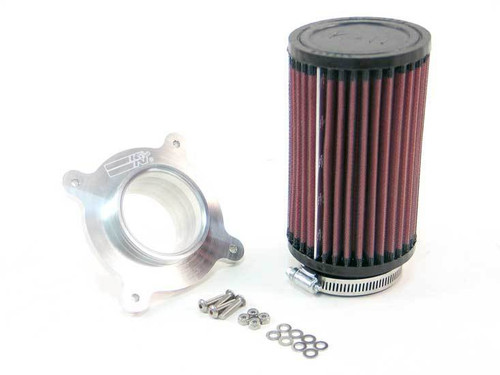 Air Filter Element - Round - 3.5 in Diameter - 6.875 in Tall - 2.625 in Flange - Reusable Cotton - Red - Yamaha Raptor 2006-25 - Each