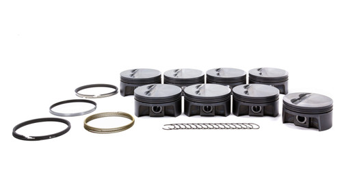 Piston and Ring - PowerPak - Forged - Flat Top - 4.155 in Bore - 1.250 in Compression Height - 1.0 x 1.0 x 2.0 mm Ring Groove - Minus 5.00 cc - Small Block Chevy - Kit