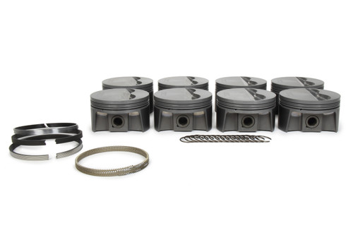 Piston and Ring - PowerPak - Forged - Flat Top - 4.040 in Bore - 1.600 in Compression Height - 1.0 x 1.0 x 2.0 mm Ring Groove - Minus 6.50 cc - Small Block Ford - Kit