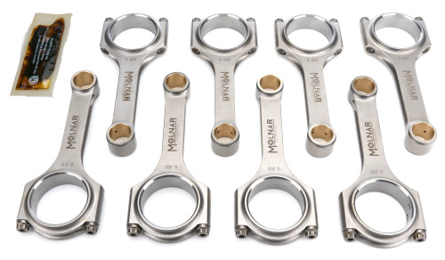Connecting Rod - H-Beam - 6.000 in Long - 3/8 in Cap Screws - Billet Steel - Small Block Chevy - Set of 8