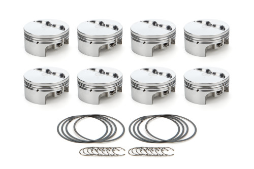 Piston - AutoTec - Forged - Flat Top - 4.155 in Bore - 1.125 in Compression Height - 1.5 x 1.5 x 3.0 mm Ring Grooves - Minus 5.00 cc - Coated Skirt - Small Block Chevy - Set of 8