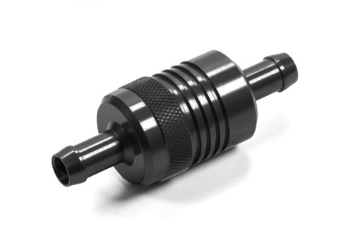 Fuel Filter - In-Line - 40 Micron - Bronze Element - 3/8 in Hose Barb Inlet - 3/8 in Hose Barb Outlet - Aluminum - Black Anodized - Each