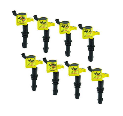 Ignition Coil Pack - Super Coil - 0.600 ohm - Coil-On-Plug - Yellow - 3-Valve - Ford Modular - Set of 8