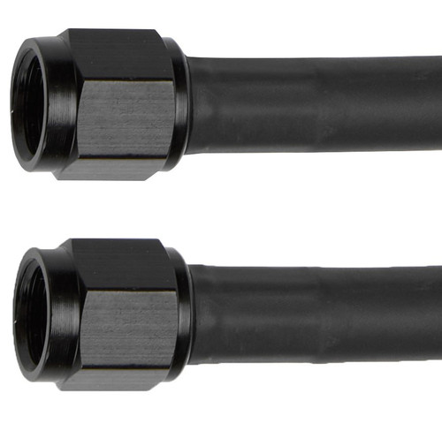 AN Hose Assembly - 40 in Long - 4 AN Hose - 4 AN Straight Female to 4 AN Straight Female - Braided Stainless - Black Vinyl Coated - PTFE Lined - Each