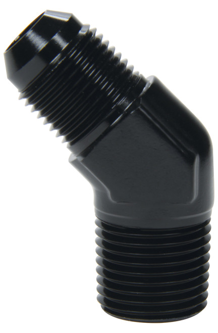 Fitting - Adapter - 45 Degree - 12 AN Male to 3/4 in NPT Male - Aluminum - Black Anodized - Each