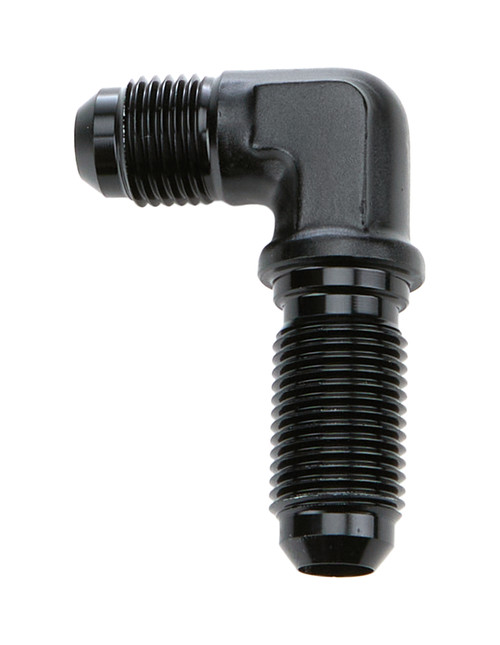 Fitting - Bulkhead - 90 Degree - 6 AN Male to 6 AN Male Bulkhead - Aluminum - Black Anodized - Each