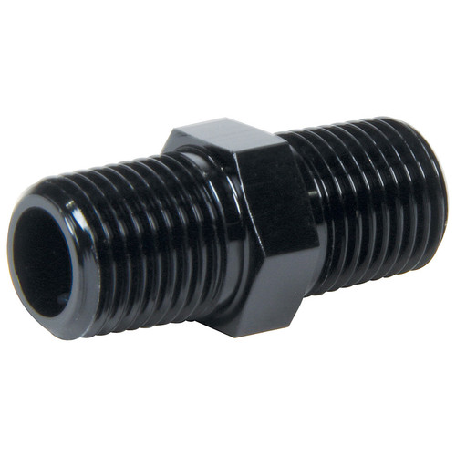 Fitting - Adapter - Straight - 1/8 in NPT Male to 1/8 in NPT Male - Aluminum - Black Anodized - Each