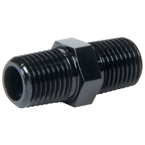 Fitting - Adapter - Straight - 1/4 in NPT Male to 1/4 in NPT Male - Aluminum - Black Anodized - Each