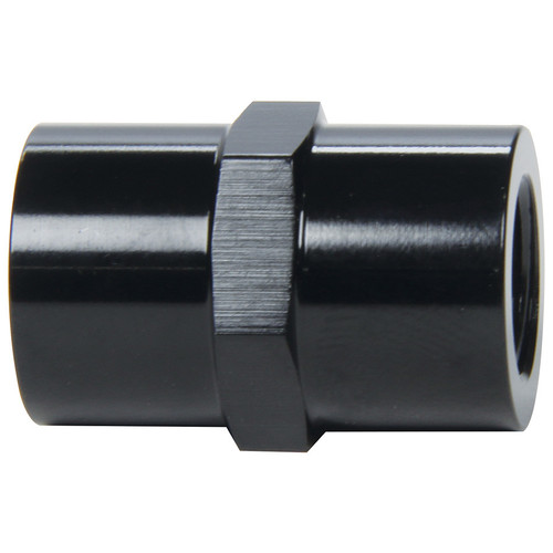 Fitting - Adapter - Straight - 1/8 in NPT Female to 1/8 in NPT Female - Aluminum - Black Anodized - Each
