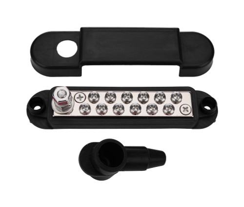 Terminal Block - 12 Wire - Boot / Cover - Black - Kit