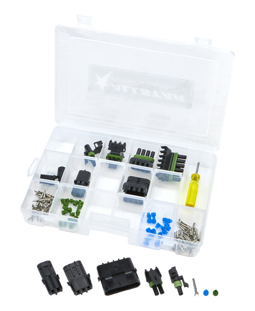 Electrical Connector - Starter Kit - Weather Pack Sealed Connector - Case / Connectors / Pins / Pin Holsters / Seals - 1-6 Pin - Kit