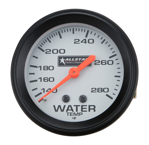 Water Temperature Gauge - 140-280 Degree F - Mechanical - Analog - Full Sweep - 2-5/8 in Diameter - Silver Face - Each