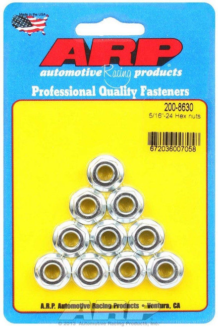 Nut - Locking - 5/16-24 in Thread - 1/2 in Hex Head - Serrated Flange - Steel - Cadmium - Set of 10