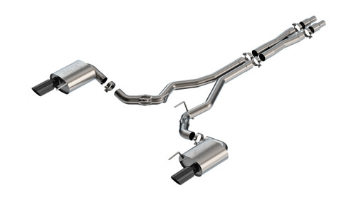 Exhaust System - ATAK - Cat-Back - 2.5 in Diameter - 4 in Black Polished Tips - Stainless - Natural - Ford Coyote - Ford Mustang 2024 - Kit
