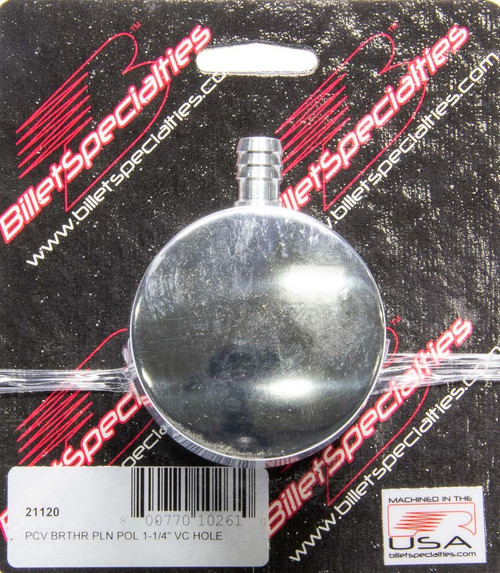 Breather - Push-In - Round - 1-1/4 in Hole - PCV - 3/8 in Hose Evacuation Fitting - Aluminum - Polished - Each