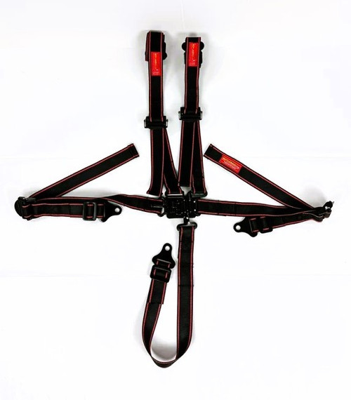 Harness - 5 Point - Latch and Link - SFI 16.1 - Pull Up Adjust - Bolt-In - Individual Harness - Black - Kit
