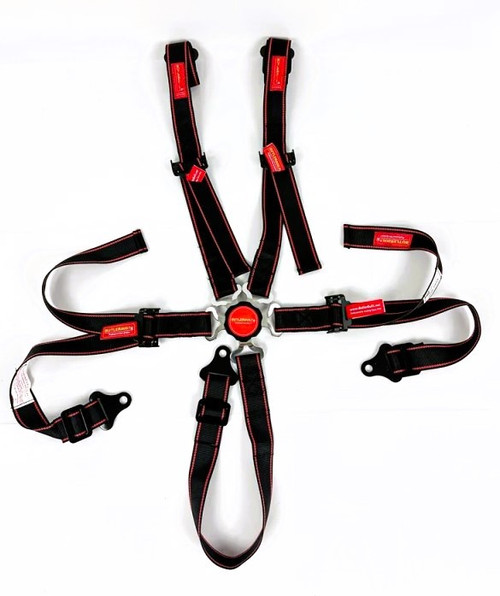 Harness - 5 Point - Camlock - SFI 16.1 - Pull Up Adjust - Bolt-In - Individual Harness - Black - Kit