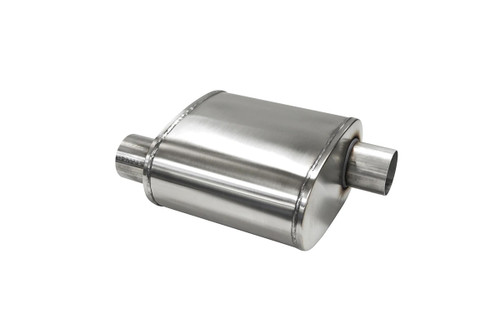 Muffler - Pro Series - 3 in Offset Inlet - 3 in Offset Outlet - 10 x 11 x 6.25 in Oval Body - 16 in Long - Stainless - Natural - Universal - Each